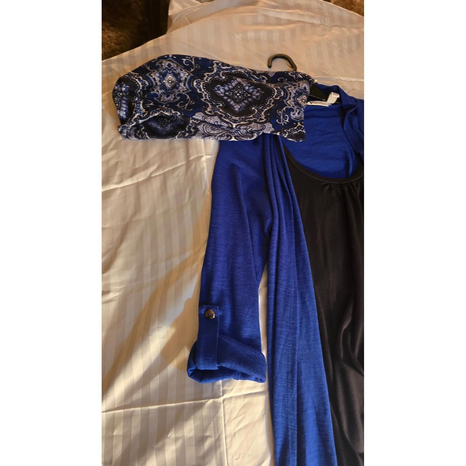 Kim Rog Womens BlBlk Paisley Print 3pc Outfit Cardigan Topm